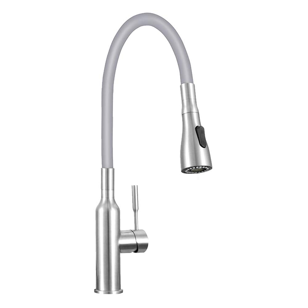 Transolid PF7509C Kitchen/Laundry Faucet with Dual Spray and Flex Neck in Grey Brushed Nickel/Grey