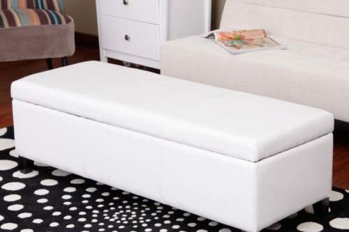 Warehouse of Tiffany Sharon Faux Leather Storage Bench White (WT-W7077-WHITE)