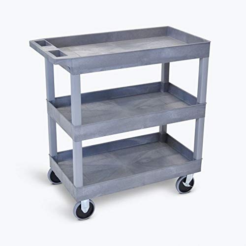 Hd High Capacity 3 Tub Shelves Grey Cart Modern Contemporary Rectangular Plastic