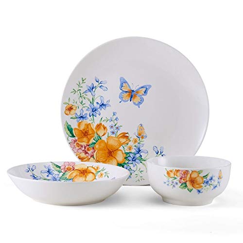 18pc Dinnerware Set Multi Color Floral Casual Round Porcelain 18 Piece Microwave - Diamond Home USA