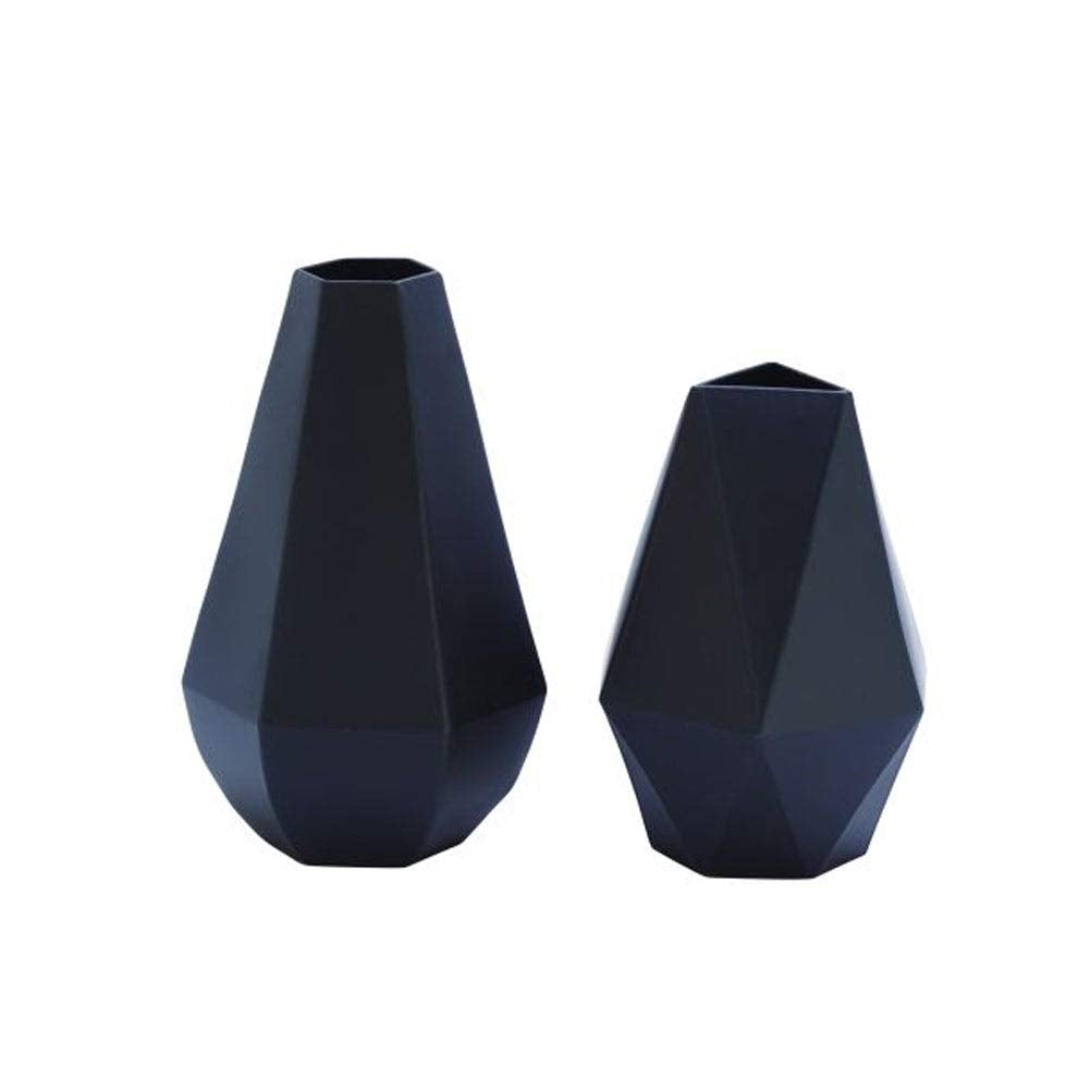 Black Iron Vases (Set of 2) Grey Mid-Century Modern