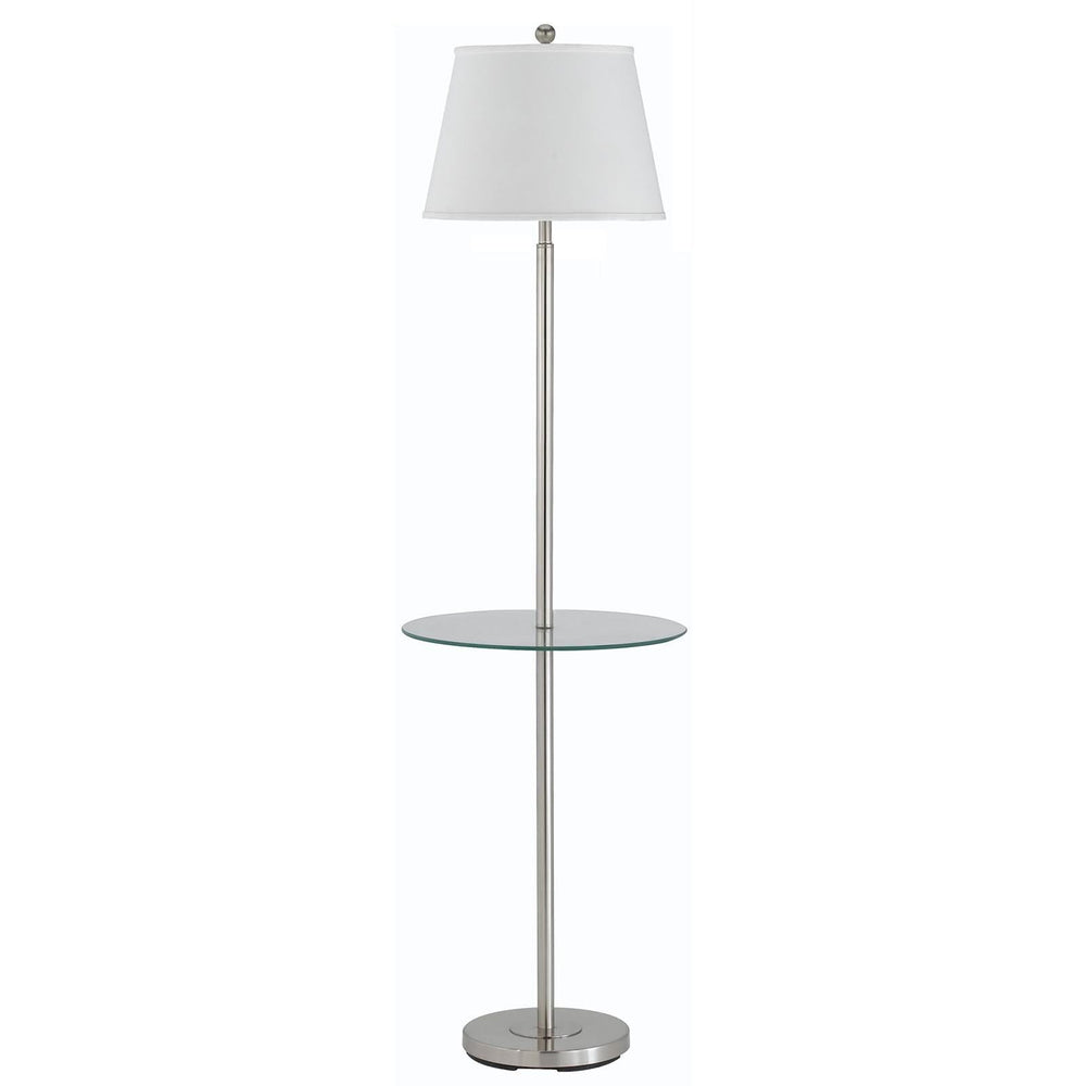 60" Nickel Tray Table Floor Lamp with White Transparent Glass Square Shade 17 - Diamond Home USA