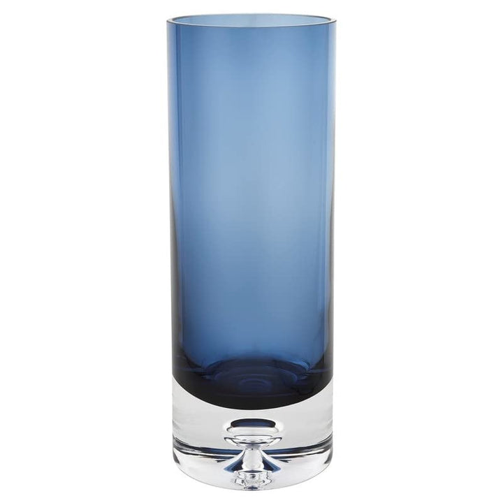 Midnight Blue Galaxy European Mouth Blown Cylinder Vase 10.5" X 3" Modern