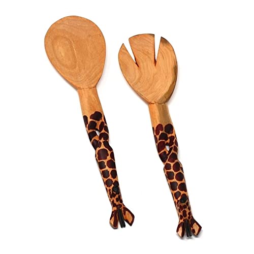 Handmade Wood 11-inch Salad Servers Set of 2 (Kenya)