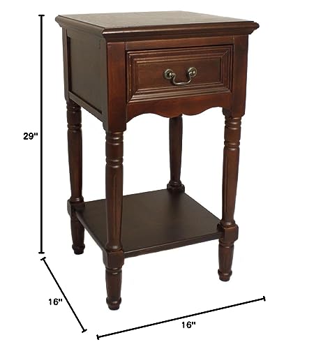 Urban Designs Solid Wood Night Stand Table Dark Brown