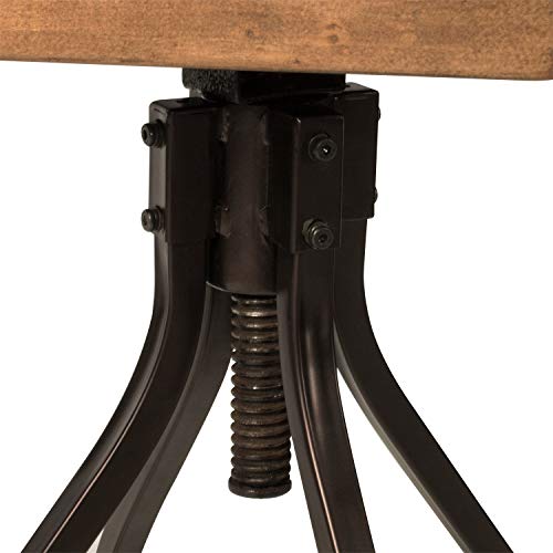 Adjustable Swivel Backless Stool Brown Industrial Modern Contemporary Wood - Diamond Home USA