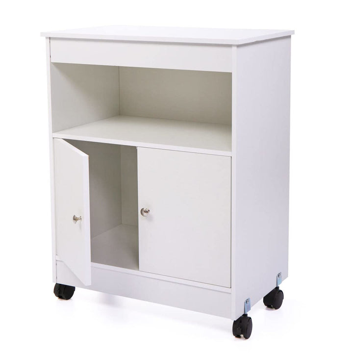 White Microwave Storage Cabinet with Universal Wheel 24 * 14.6 * 30.8 Modern