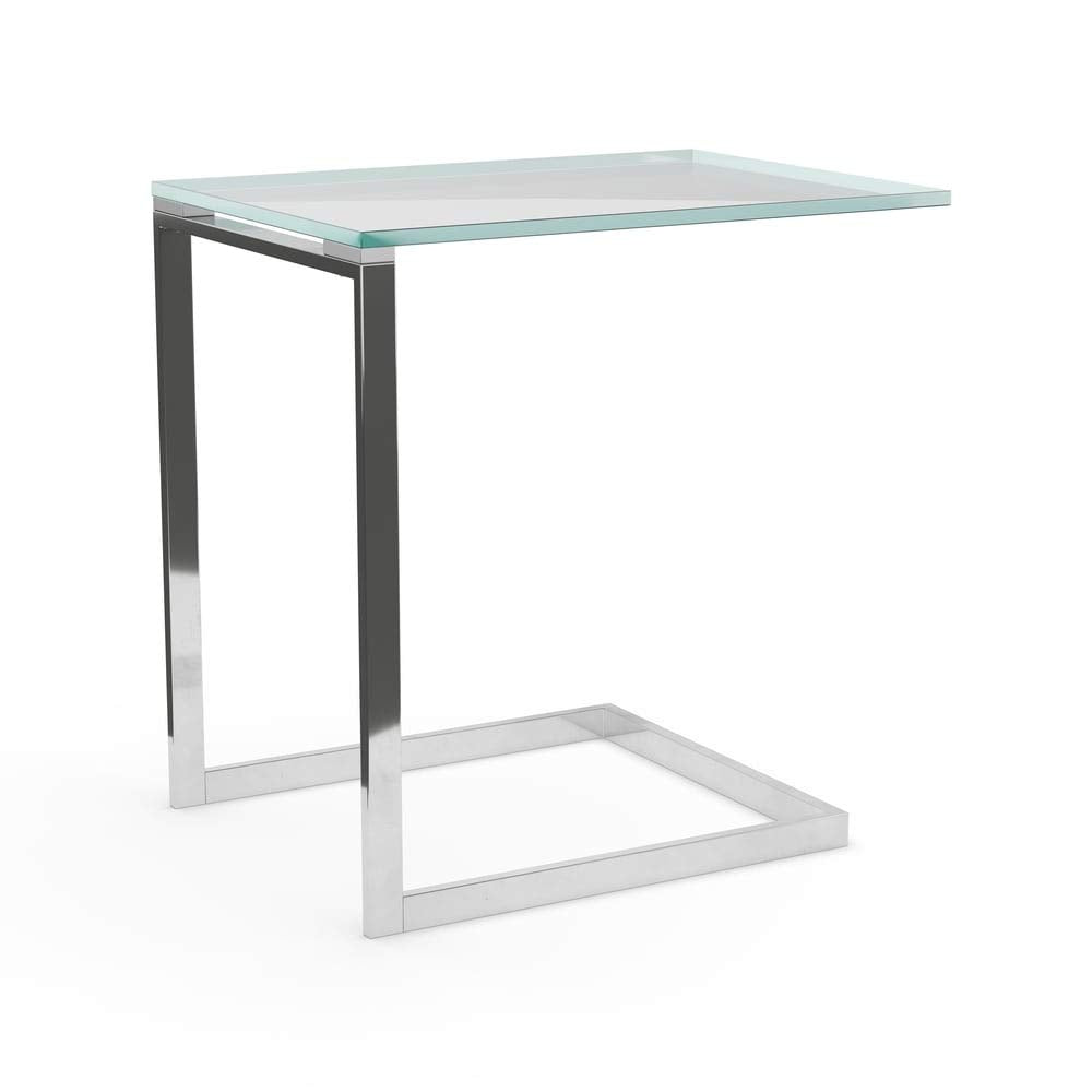 Stainless Steel/Glass End Table Silver Modern Contemporary Rectangle Metal Steel