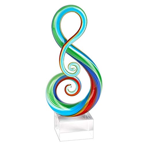 Rainbow Style Art Glass Note Centerpiece On Crystal Base 11" - Multi Color