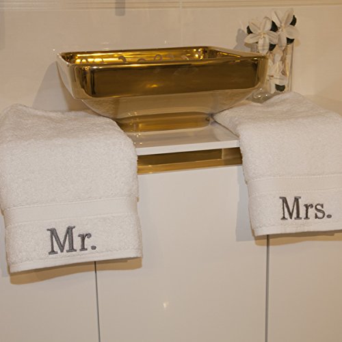 Authentic Hotel and Spa Embroidered 'Mr.' and 'Mrs.' Turkish Cotton Hand Towel