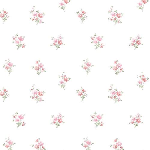 32.7 Ft. X 20.5 in. Vinyl Pink Floral Bouquet Spot Wallpaper Covering