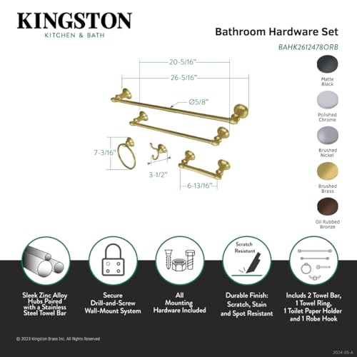 Kingston Brass BAHK2612478ORB Provence Bathroom Hardware Set 24"L Oil Rubbed