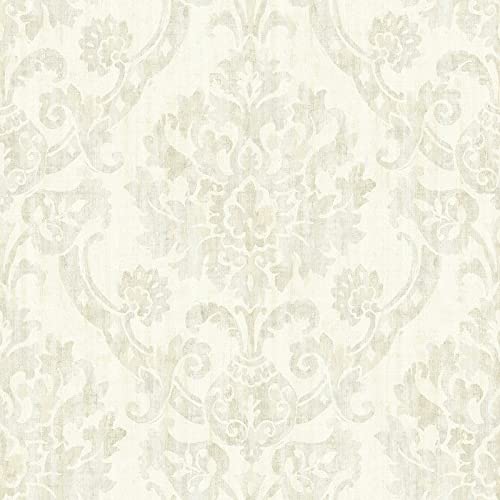 Beige Damask Wallpaper 20.5in X Farmhouse Paper Washable