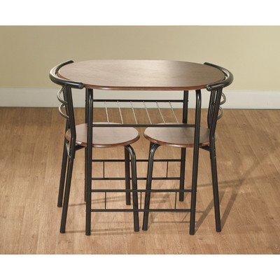 Oval Bistro 3 Piece Compact Dining Set ( Pack of 3 ) Black/Espresso