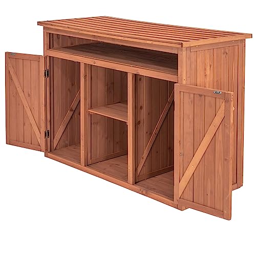 Short Display and Storage Cabinet Brown Wood