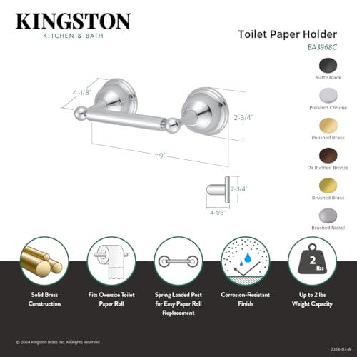 Kingston Brass BA3968PB Restoration Toilet Paper Holder 9" Polished Brass