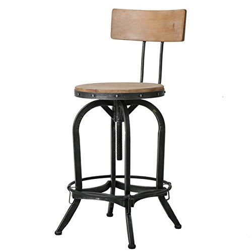 Christopher Knight Home Stirling Adjustable Wood Backed Barstool