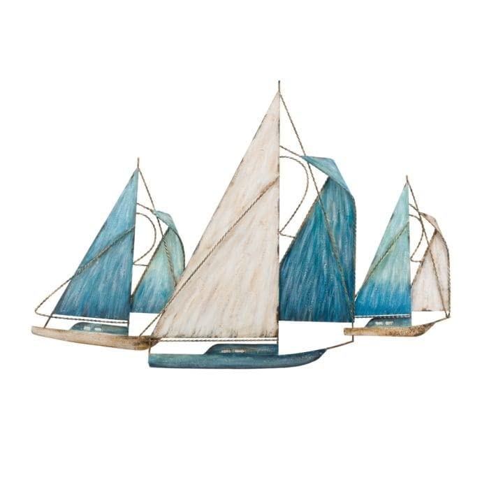 Sailboat Wall 41" Multi Color Metal