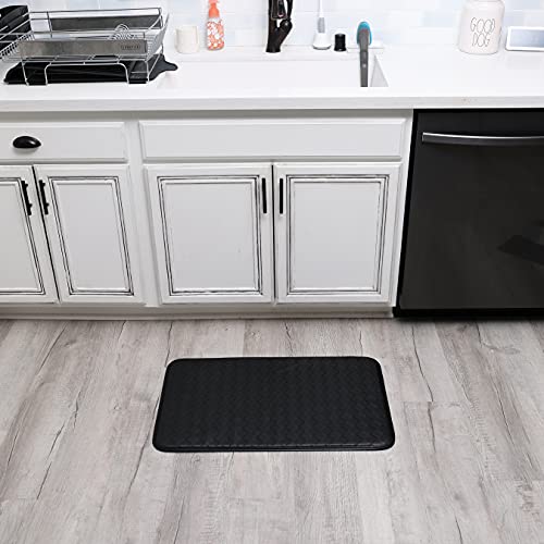 Stephan Roberts Anti-Fatigue Kitchen Faux Leather Non-Skid Cushioned Comfort Mat Black