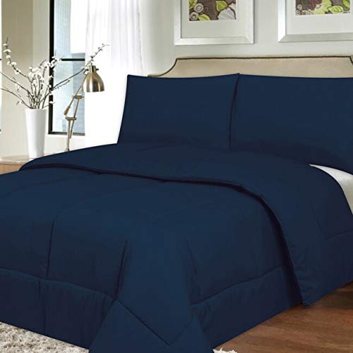 bed bath n more All Season Hypoallergenic Lightweight Down Alternative Comforter Navy - King