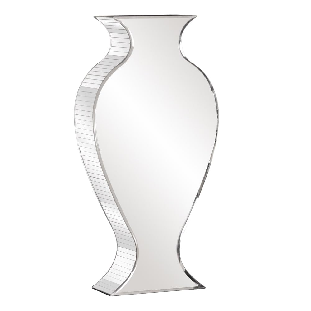 Tall Silver Rounded Mirrored Glass Vase Modern Contemporary