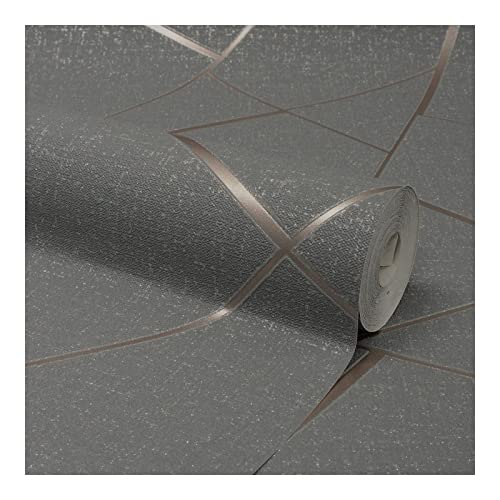 Quartz Copper Fractal Wallpaper 20.5 X Grey Geometric Vinyl Washable