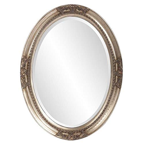 Silver Wood Oval Wall Mirror - Antique French Country Shab Chic Traditional