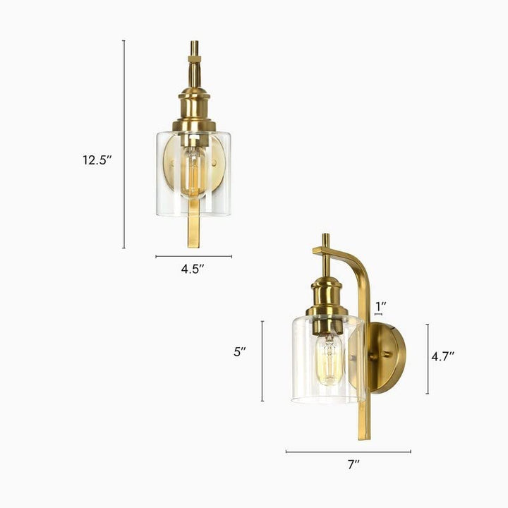 Modern Gold 1-Light Dimmable Wall Sconce with Glass Shade 4.5" L X 7.5" W