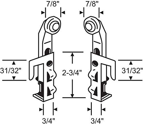 BY PASS ADJUSTABLE TOP ROLLER LEFT AND RIGHT PAIR