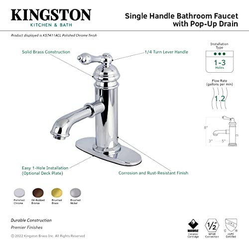 Kingston Brass KS7415ACL American Classic Bathroom Faucet 5" in Spout Reach Oil Rubbed Bronze