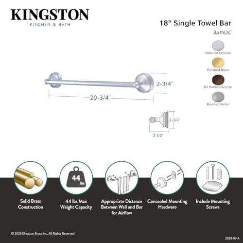 Kingston Brass BA1162C Vintage Towel-Bar 18-Inch Polished Chrome