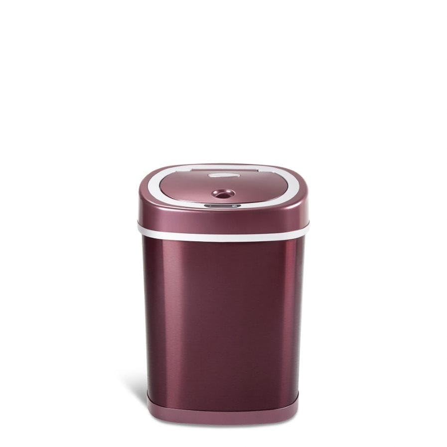 3.9 Gal. Stainless Steel Motion Sensor Trash Can Burgundy Multi Color Oval