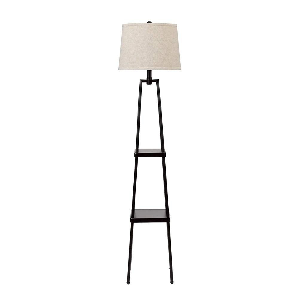 Lighting 3-Way 58-inch Distressed Iron Etagere Floor Lamp Black Modern