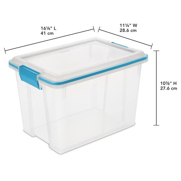 Sterilite 20 Qt Gasket Box Stackable Storage Bin with Latching Lid and Tight