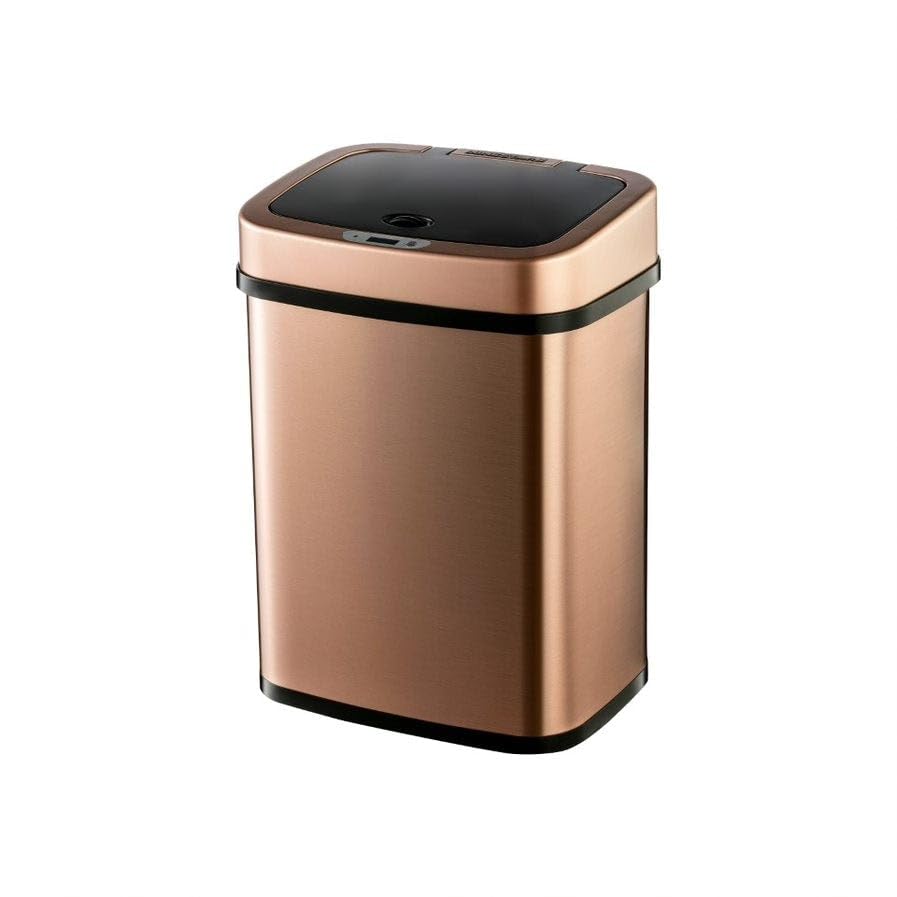 3.2 Gallon Gold Rectangular Motion Sensor Trash Can Rectangle Plastic