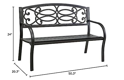 Furniture of America Flints Black Iron Outdoor Garden Bench