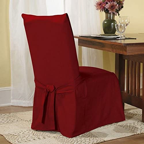 SureFit Cotton Duck Canvas Long Dining Room Chair Covers Dining Chair Cover with