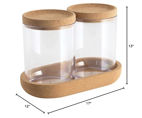 Canister with Cork Tray Set Brown Nature Casual Plastic Multi-Size