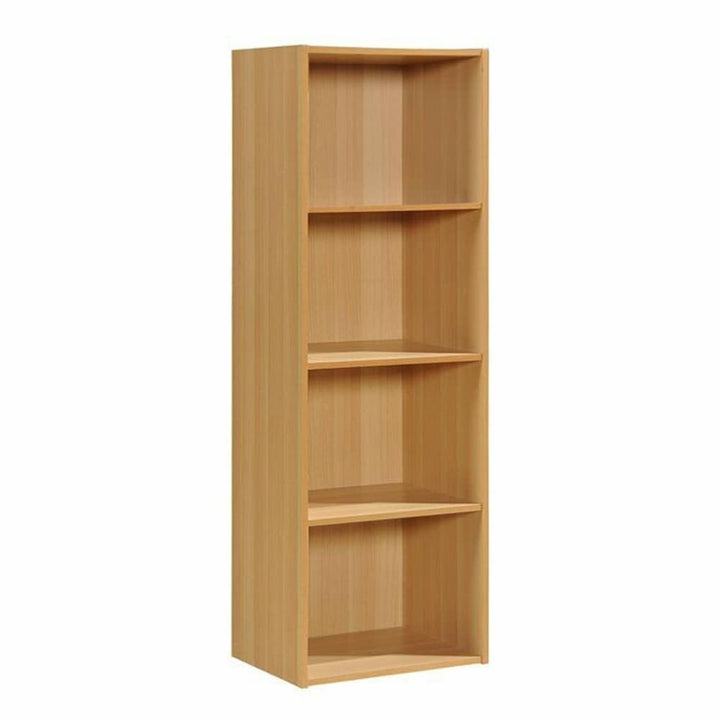 4 Shelf Bookcase Slim Design Maple 52 X 63 Brown Modern Contemporary Wood Finish