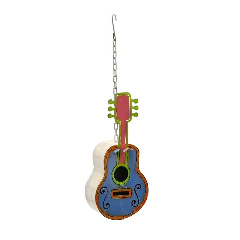 Rustic Arrow Metal Hanging Guitar Birdhouse Multi Color Vintage Finish Handmade