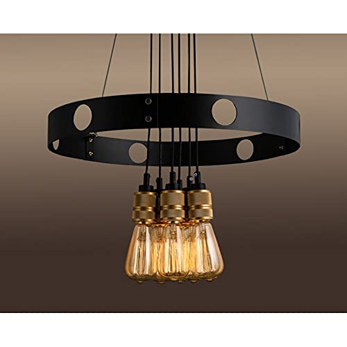 6-Light Gold 22-inch Chandelier with Bulbs Black Modern Contemporary Metal