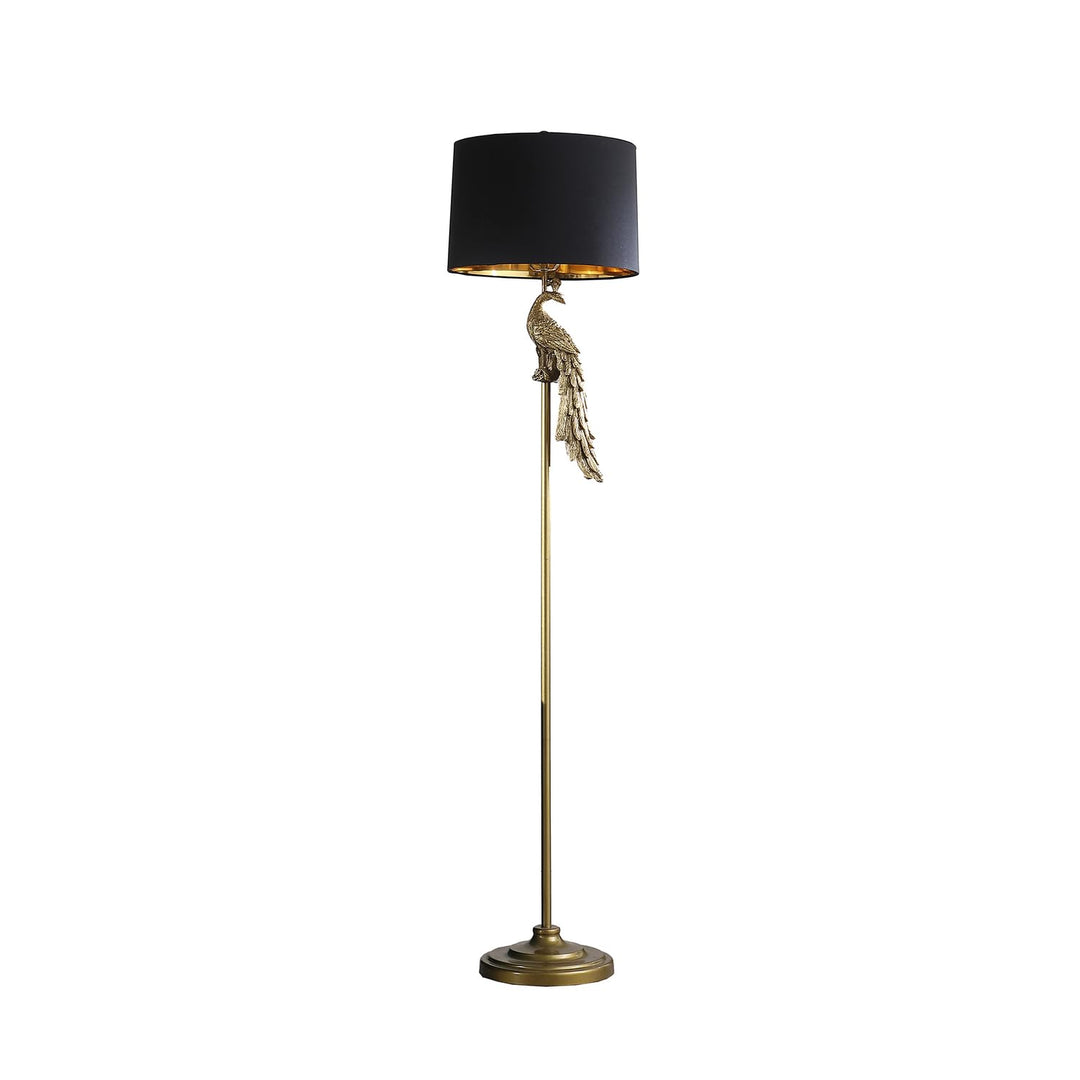 ORE International 64.5" in Modern Elegance Golden Peacock On A Pedestal