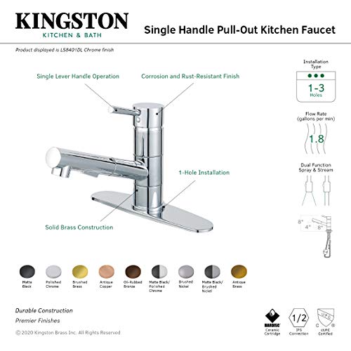 Kingston Brass LS8405DL Concord Pull-Out Sprayer Kitchen Faucet Oil Rubbed