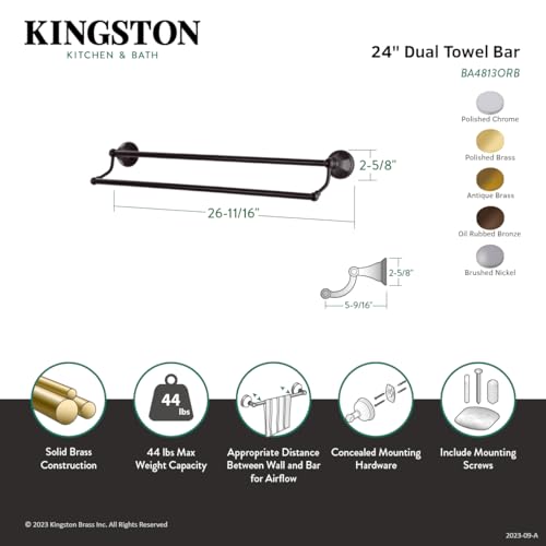 Kingston Brass Metropolitan 24-Inch Dual Towel Bar