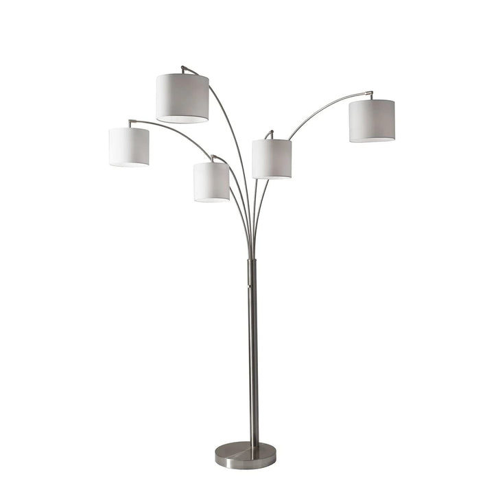 Adesso 4239-22 Trinity 5-Arm Arc Lamp 82 in. 5 x 60W Incandescent/13W CFL Brushed Steel