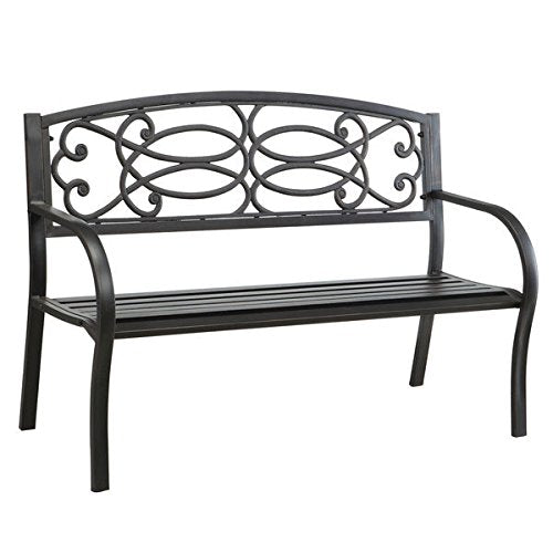 Furniture of America Flints Black Iron Outdoor Garden Bench