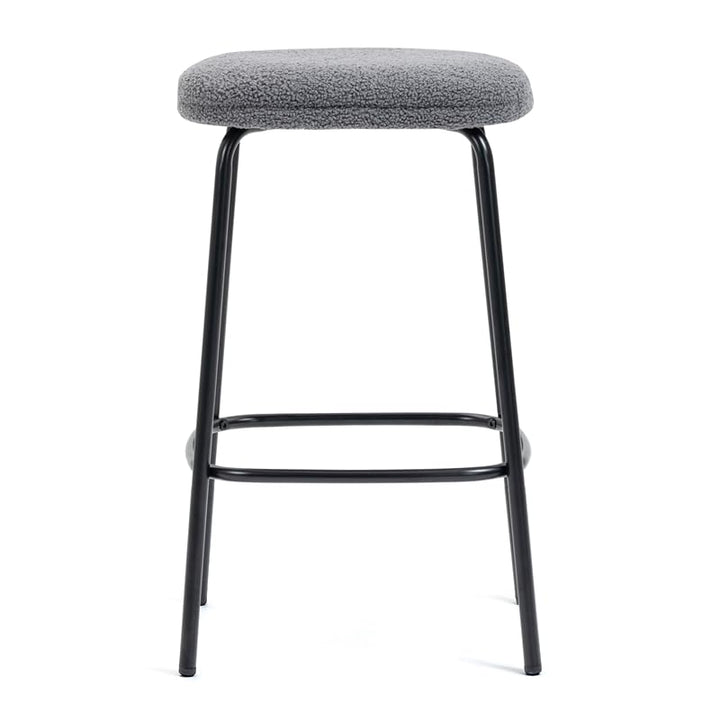 Glamour Home Set of 2 Ayana Gray Boucle Fabric Backless Counter Stool with Black