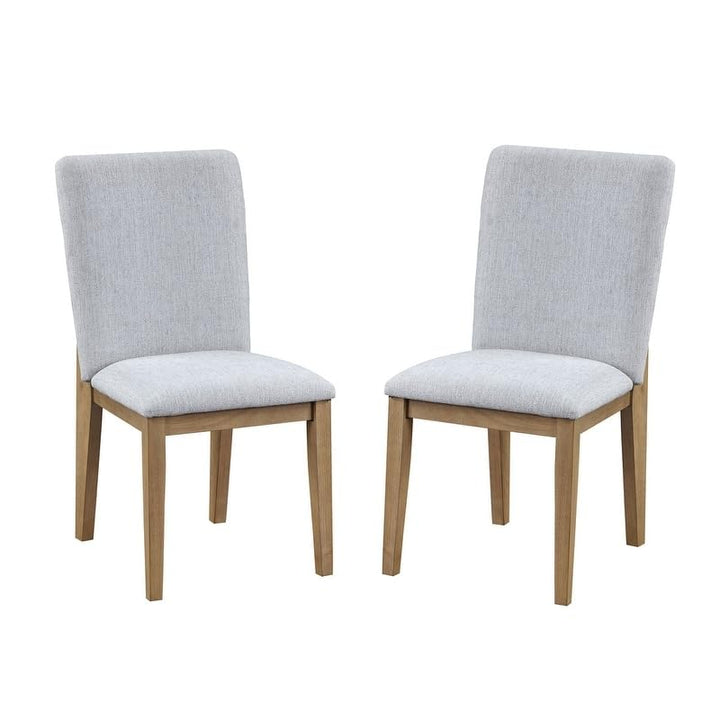 Set of 2 Gray Linen Fabric Dining Chair Grey Modern Contemporary Upholstered Oak