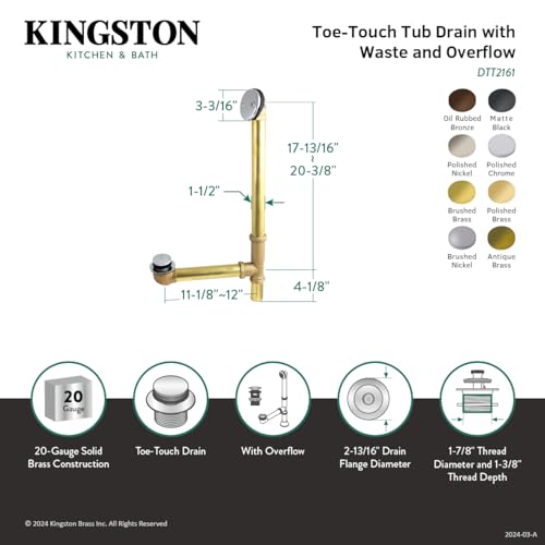 Kingston Brass Made To Match 16" Bathtub Waste and Overflow Drain