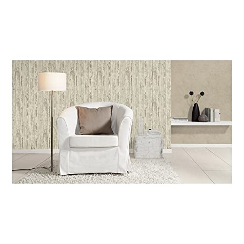 Ivory Weathered Oak Panels Wallpaper 21 X Off/White Traditional Vinyl